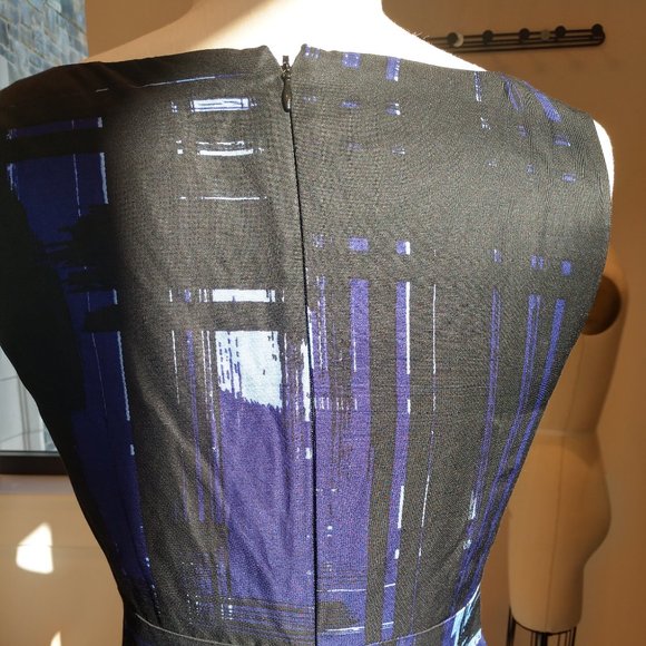 Sophisticated black and indigo A-Line dress - Picture 3 of 10